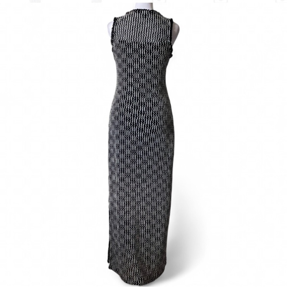Steve Madden Nyssa Bodycon Midi Dress in Woven Black & White size Small - Picture 4 of 11